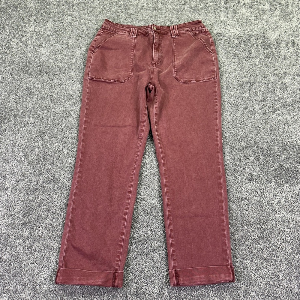 Judy Blue Jeans Womens 15/32 Red Ankle Garment Dyed Denim Medium Wash Preppy